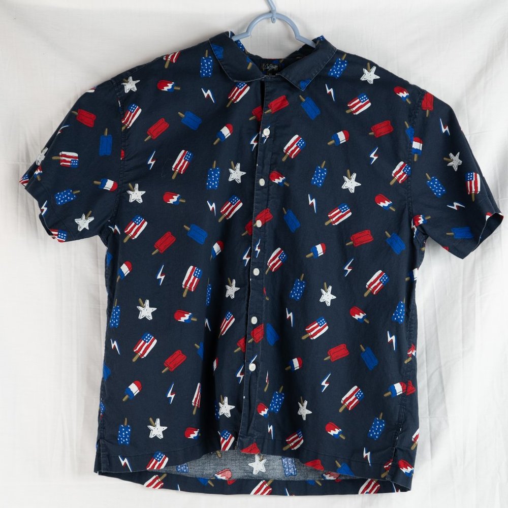 City Streets American Popsicle 4th of July Short Sleeve Blue Shirt Sz XXL
